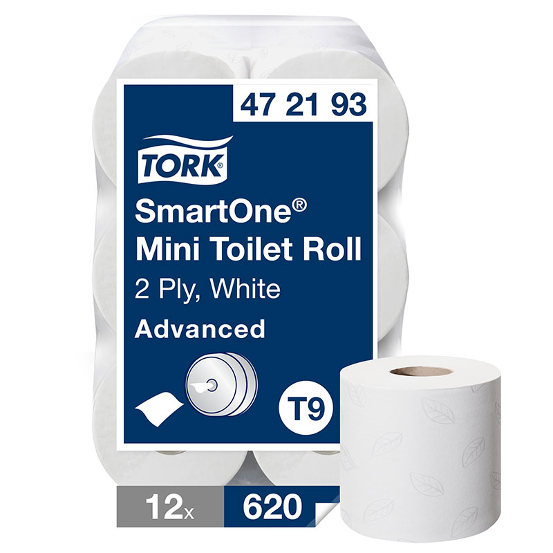 Tork SmartOne® Mini Toilet Roll 2-Ply White T9 472193 (Case/12)