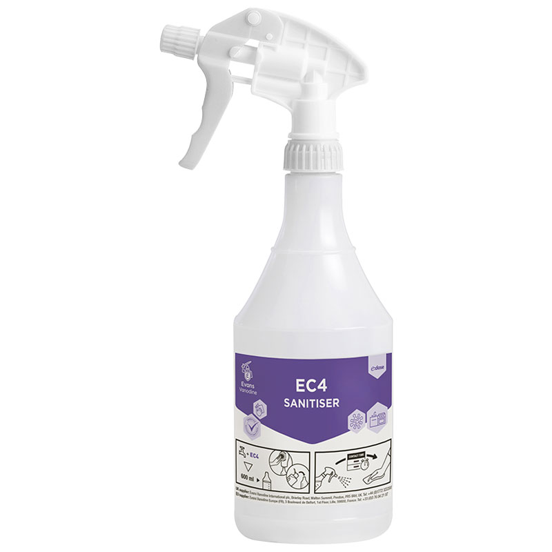 Evans EC4 Sanitiser EMPTY Bottle & Trigger (Case/6)