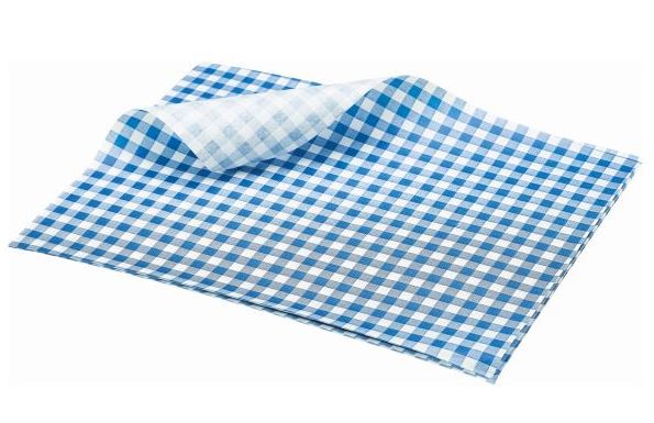 Gingham Blue Greaseproof Paper (1 Ream)