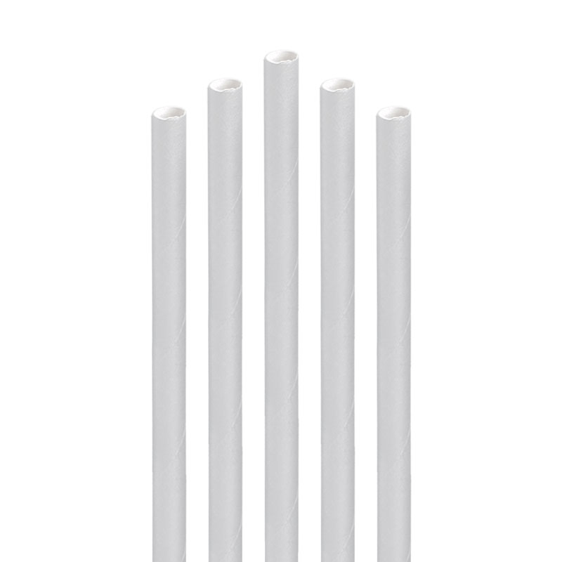 White Paper Straws 200mm x 6mm (Pack/250)
