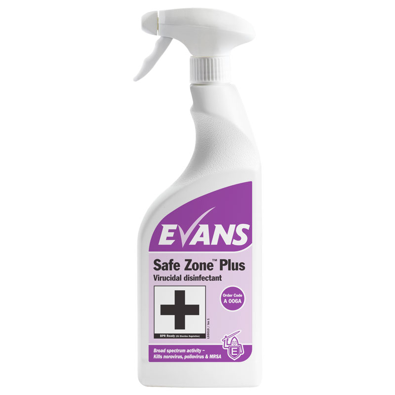 Evans Safe Zone Plus Virucidal Disinfectant 750ml (Case/6)