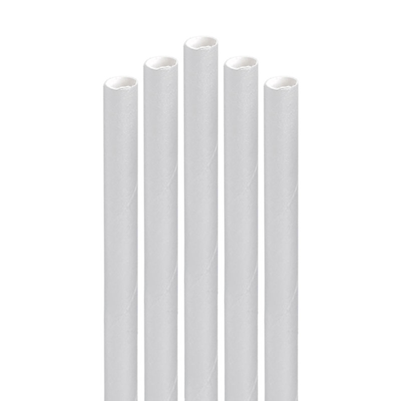 White Paper Straws 200mm x 8mm (Case/6,000)