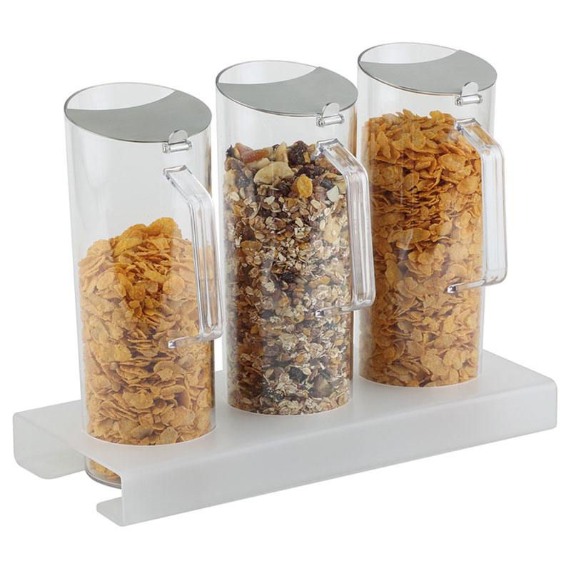 4 PIECE CEREAL BAR 1 STAND & 3 PITCHERS