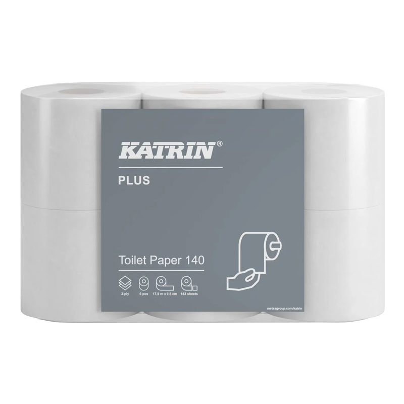 Katrin Plus Toilet Paper Roll 143 Sheets 3-Ply (Case/48)
