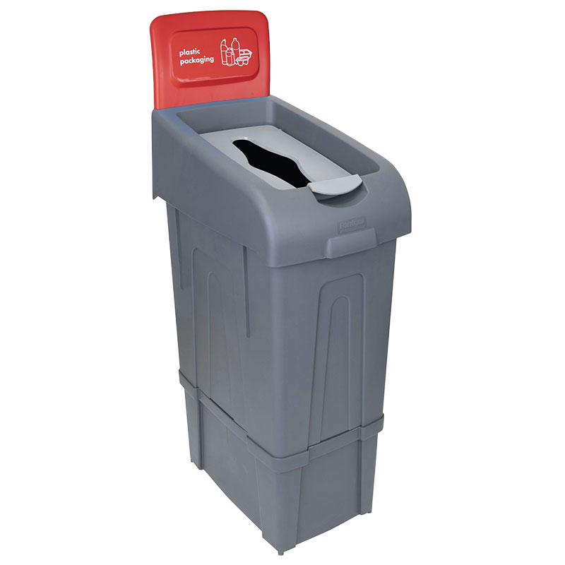 Procycle Recycling Bin, Lid & Back Panel 80L (Red/Plastic)