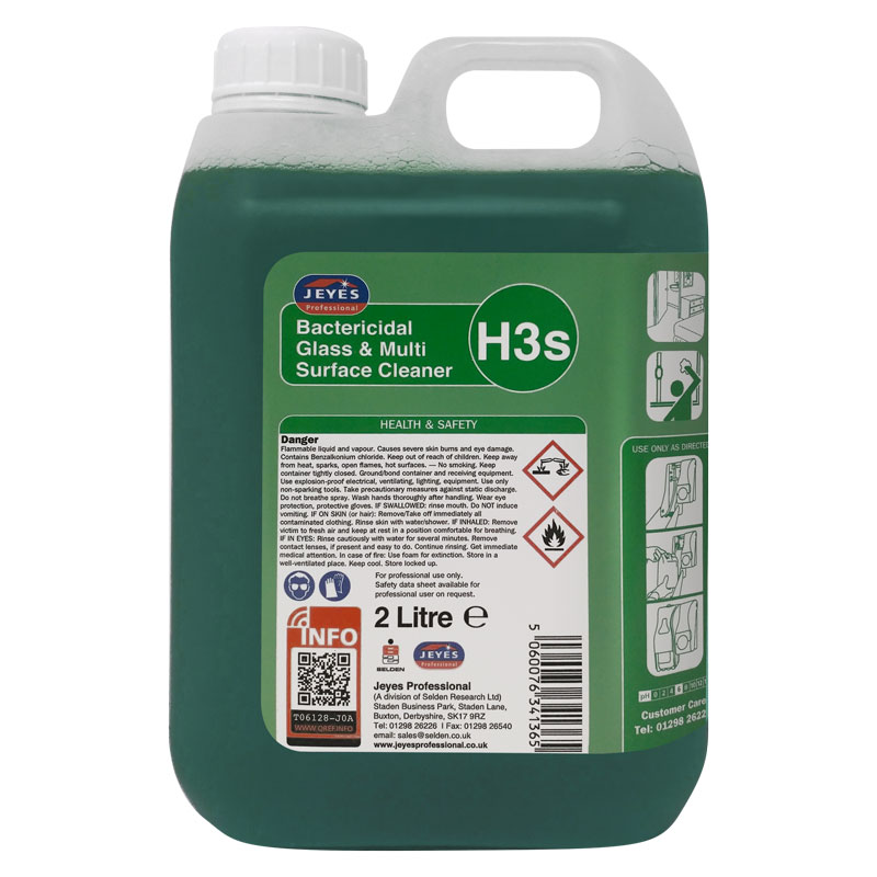 Jeyes H3s Glass & Multi Surface Cleaner Concentrate 2L (Case/2)