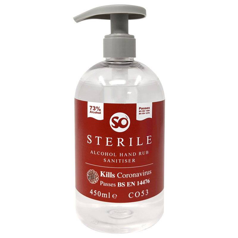 So Sterile 73% Alcohol Hand Sanitiser Pump Bottle 450ml (Case/6)