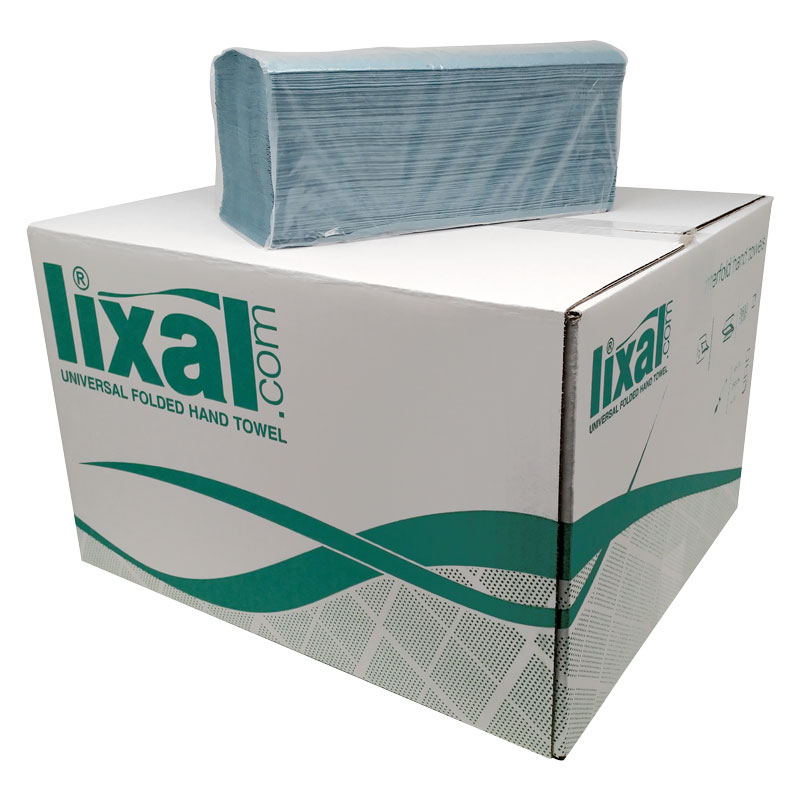 Lixal 1ply Blue Uni Fold Hand Towels (Case/3,600)