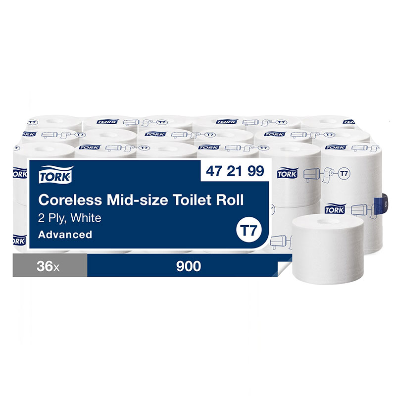 Tork Coreless Toilet Roll White T7 2-Ply 472199 (Case/36)