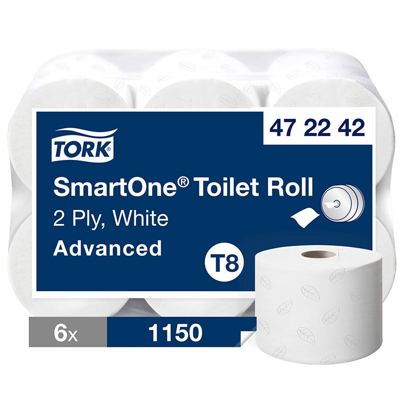 Tork SmartOne® Toilet Roll White T8 Advanced 2-Ply 472242 (Case/6)