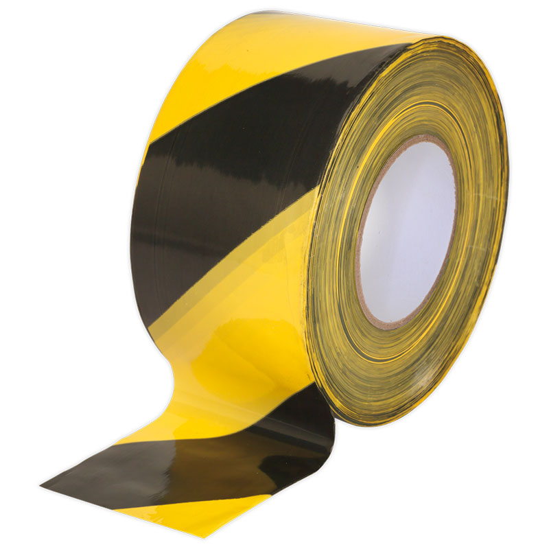 Black & Yellow Barrier Tape 75mm x 500m 